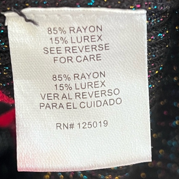 JOSEPH A.Womens Red Black Sweater Small Striped Shimmer Eyelet Casual Festive - Picture 10 of 17